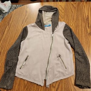 Buttons Light Weight Asymetrical Zip/Hem Jacket